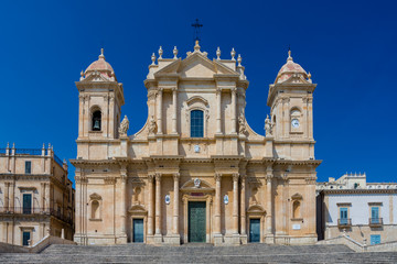 Fototapeta na wymiar Cathedral of San Nicola di Mira in the center of Noto, Sicily. In 2002 declared UNESCO World Heritage Site.