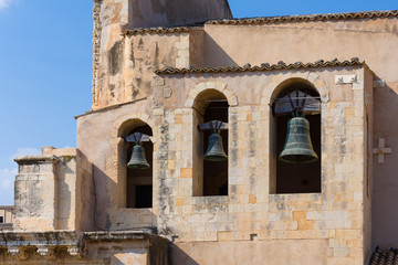 The three bells of the Santissimo Salvatore church in Noto