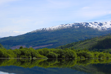 Naklejka na ściany i meble Lake landscape in Norway