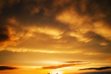 Beautiful stormy sunset sky. Cloudy abstract background.