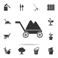 trolley with soil icon. Detailed set of garden tools and agriculture icons. Premium quality graphic design. One of the collection icons for websites, web design, mobile app