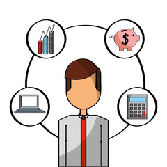 businessman avatar office business icons vector illustration