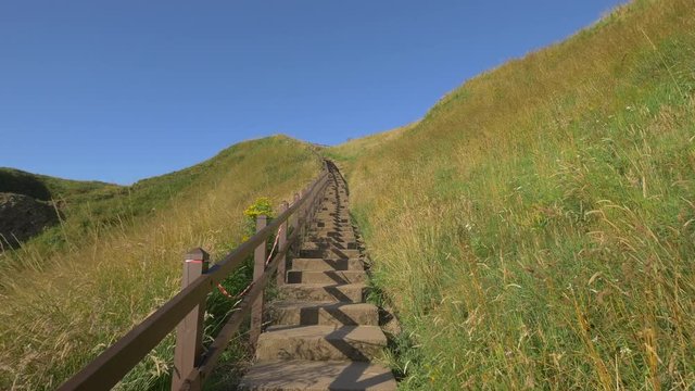 Stairs on a greenfield