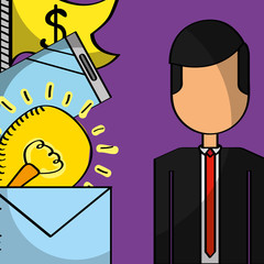 businessman message mobile money idea business vector illustration