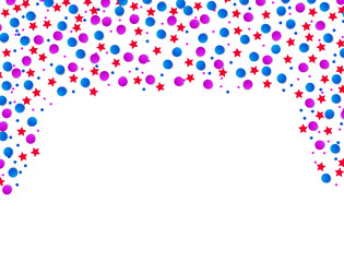 USA celebration red and blue confetti falling. Concept in national colors for American independence day, celebration event & birthday isolated on white background. Vector illustration.