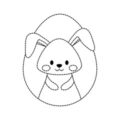 uncolored  rabbit on easter egg  sticker  over white background  vector illustration