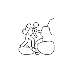 a man climbs mountains icon. Element of camping and outdoor recreation for mobile concept and web apps. Thin line icon for website design and development, app development