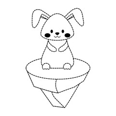 uncolored  rabbit  with  easter egg   sticker over  white background  vector illustration