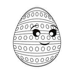 uncolored kawaii easter egg   with dots and lines sticker  over white background  vector illustration