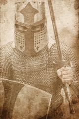 medieval armed knight with sword and shield