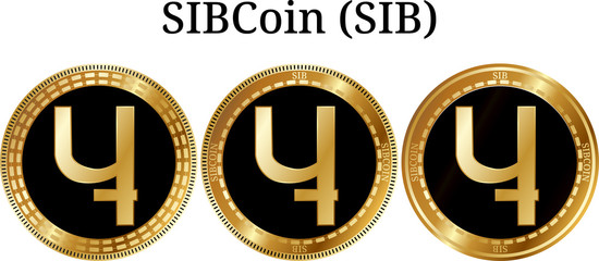 Set of physical golden coin SIBCoin (SIB)