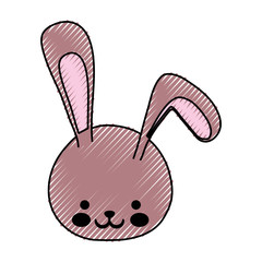 colored rabbit  head  doodle  over white background vecor illustratiion