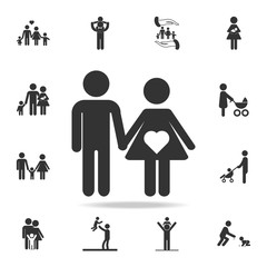 Couple in love icon. Girl with love icon Vector illustration. Detailed set of family icons. Premium quality graphic design. One of the collection icons for websitesfamily