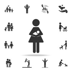 A woman with breast child in her arms icon. Detailed set of family icons. Premium quality graphic design. One of the collection icons for websites, web design, mobile appfamily