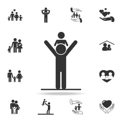 father keeps the child on his shoulders icon. Detailed set of family icons. Premium quality graphic design. One of the collection icons for websites, web design, mobilefamily