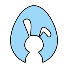 blue silhouette  easter bunny  over white background vector illustration
