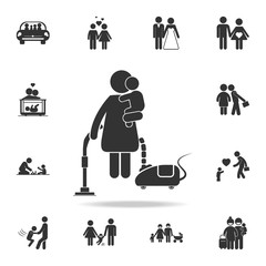 Housewife works in the hands of a child icon. Detailed set of family icons. Premium quality graphic design. One of the collection icons for websites, web design, mobilefamily
