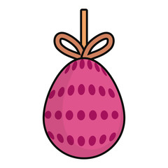 pink easter egg  pendant with  dark pink dot design vector illustration