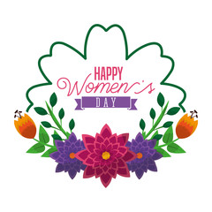 floral vintage label flowers decoration happy womens day vector illustration