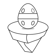 uncolored easter egg  with  lines and dot on piece land  design vector illustration