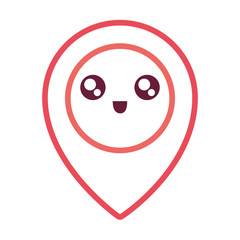 kawaii location pin icon over white background colorful design vector illustration