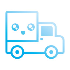 kawaii cargo truck icon over white background colorful design vector illustration