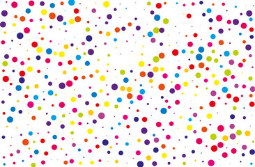 Fototapeta na wymiar Festival pattern with color round glitter, confetti. Random, chaotic polka dot. Bright background Vector illustration. 