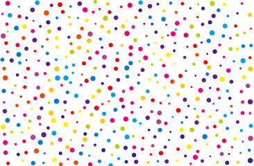 Festival pattern with color round glitter, confetti. Random, chaotic polka dot. Bright background Vector illustration. 