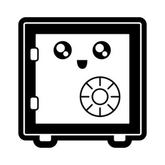 flat line monochromatic kawaii safe  vector  illustration