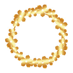  colorful round frame with goldenflowers  over white background  vector illustration  