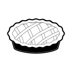flat line  monochromatic  cake  over white background vector illustration