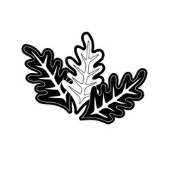 flat line monochromatic leaves over white background vector illustration