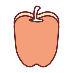 Obraz premium flat line colored red pepper over white background vector illustration