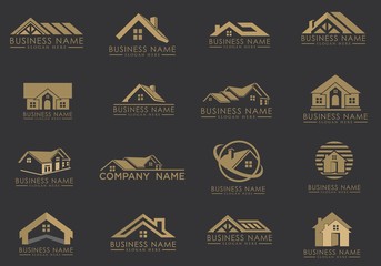 Luxury Real Estate Logo Set, Creative House Logo Collection, Abstract Buildings Logo Set. Vector Illustrator Eps.10