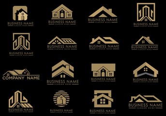 Luxury Real Estate Logo Set, Creative House Logo Collection, Abstract Buildings Logo Set. Vector Illustrator Eps.10