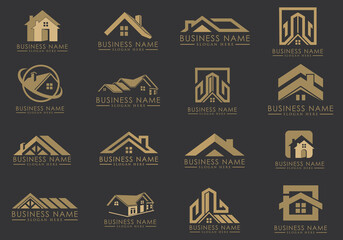 Luxury Real Estate Logo Set, Creative House Logo Collection, Abstract Buildings Logo Set. Vector Illustrator Eps.10