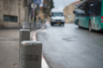 Bollards on Jerusalem street protection from ramming attacks