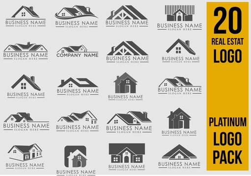 Luxury Real Estate Logo Set, Creative House Logo Collection, Abstract Buildings Logo Set. Vector Illustrator Eps.10