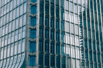 Obraz premium detail shot of modern business buildings in city