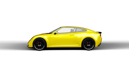 Fototapeta na wymiar yellow sports car isolated on white background