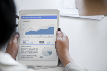 Business analysis chart on digital tablet