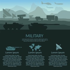 Military army with attack victim force infographic