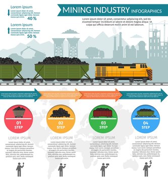 Mining industry infographic elements coal extraction.