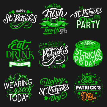 Patrick Day party Irish traditional holiday icons