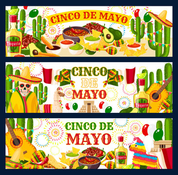 Cinco de Mayo Mexican vector greeting banners