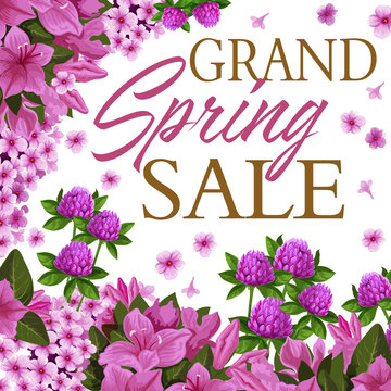 Spring season sale discount offer floral banner