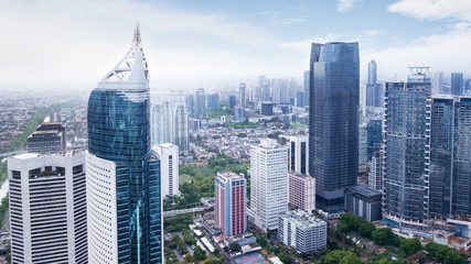 Aerial view of Jakarta cityscape