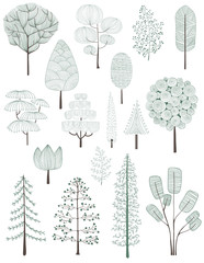 Illustration of trees set
