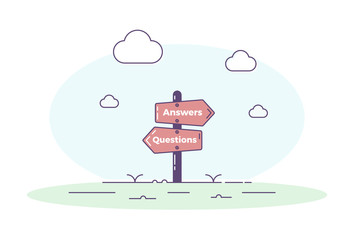 Signpost illustrating questions and answers concept. Vector illustration design for QA assistance