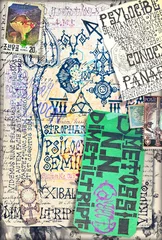 Foto op Canvas Alchemistische en esoterische tekeningen en manuscripten met collages, formules en tarotkaarten © Rosario Rizzo